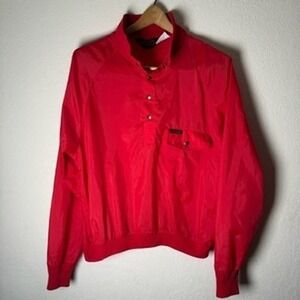 Vintage Eddie Bauer‎ Pullover Windbreaker Jacket Mens Medium Red Snap Front